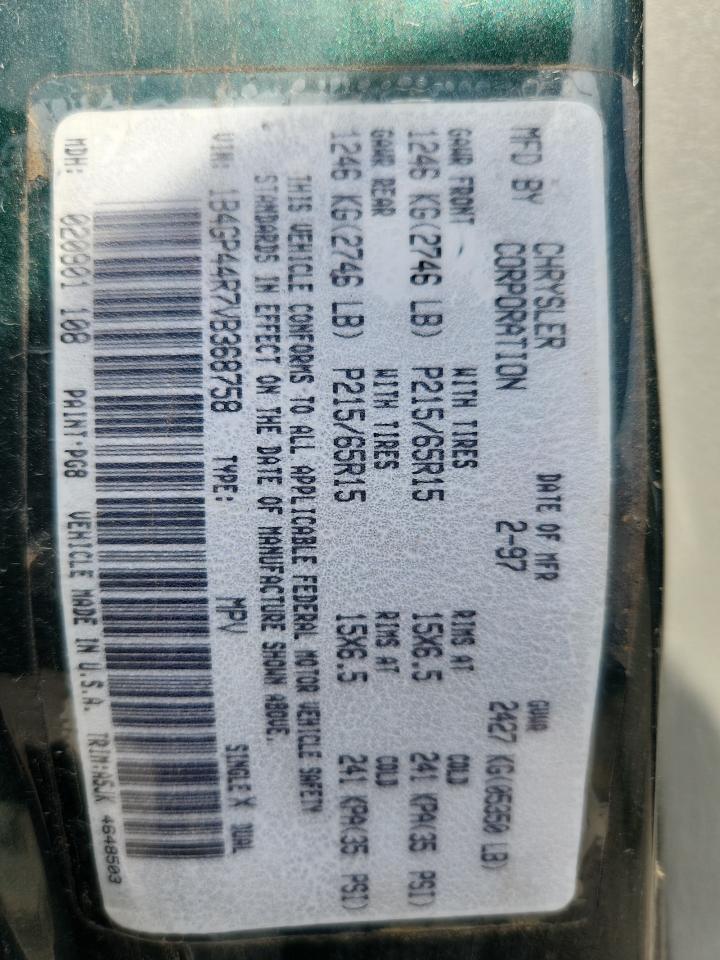 1997 Dodge Grand Caravan Se VIN: 1B4GP44R7VB368758 Lot: 69142585