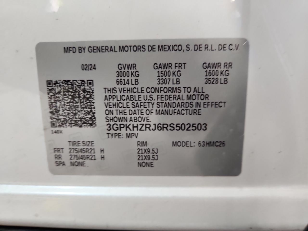 2024 Honda Prologue Elite VIN: 3GPKHZRJ6RS502503 Lot: 67630265