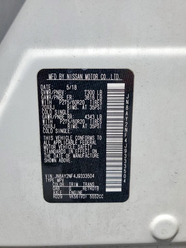 2018 Nissan Armada Platinum VIN: JN8AY2NF4J9333504 Lot: 67808735