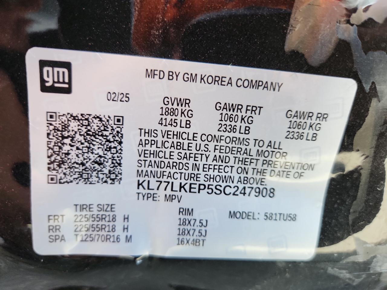 2025 Chevrolet Trax Activ VIN: KL77LKEP5SC247908 Lot: 69862515