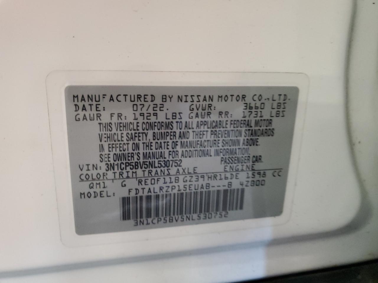 2022 Nissan Kicks S VIN: 3N1CP5BV5NL530752 Lot: 68220685