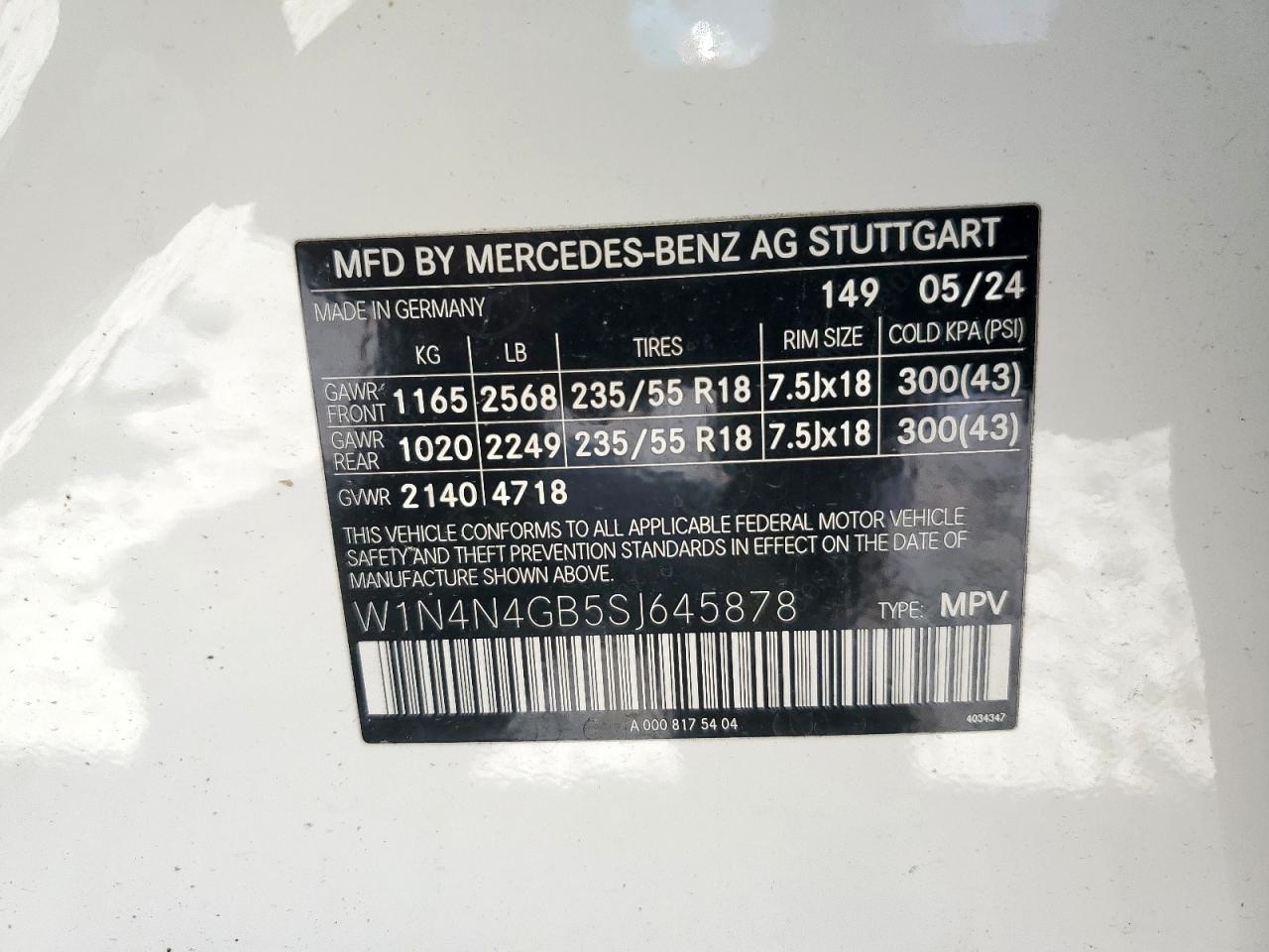2025 Mercedes-Benz Gla 250 VIN: W1N4N4GB5SJ645878 Lot: 85253995