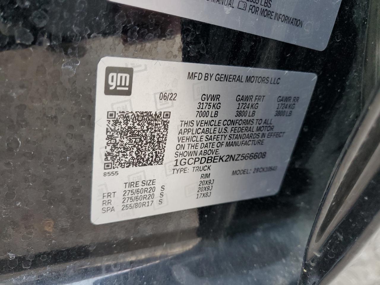 2022 Chevrolet Silverado K1500 Custom VIN: 1GCPDBEK2NZ566608 Lot: 67839265