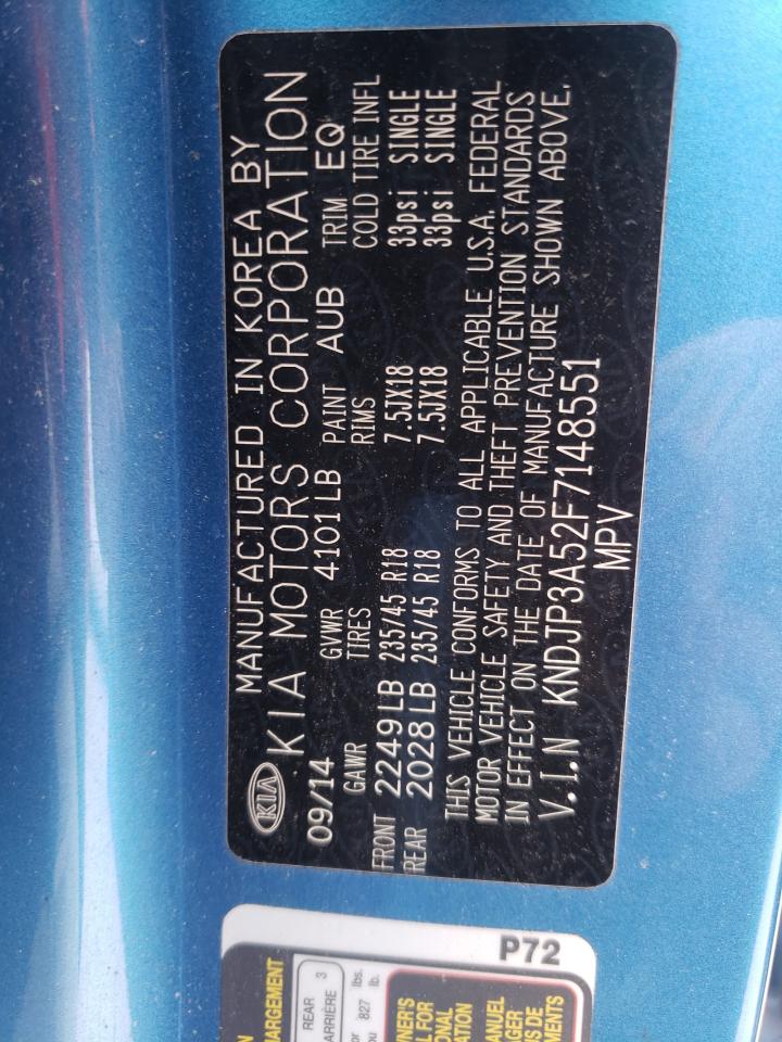 2015 Kia Soul + VIN: KNDJP3A52F7148551 Lot: 70011065