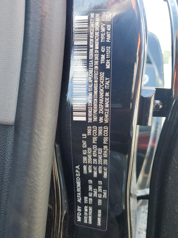 2019 Alfa Romeo Stelvio VIN: ZASPAKAN5K7C43502 Lot: 66614915