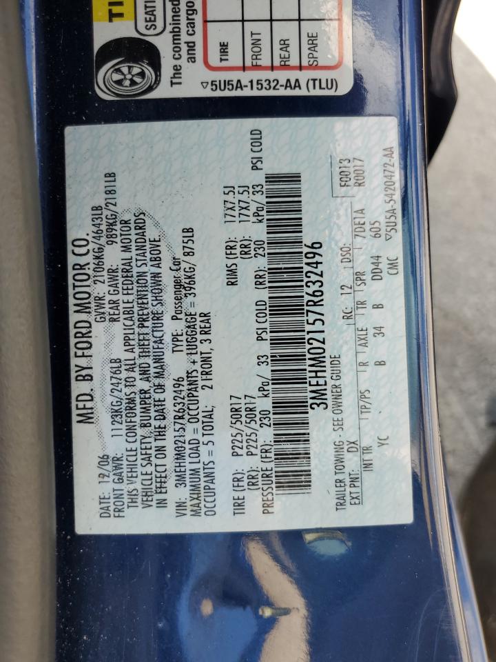 2007 Mercury Milan Premier VIN: 3MEHM02157R632496 Lot: 70549625