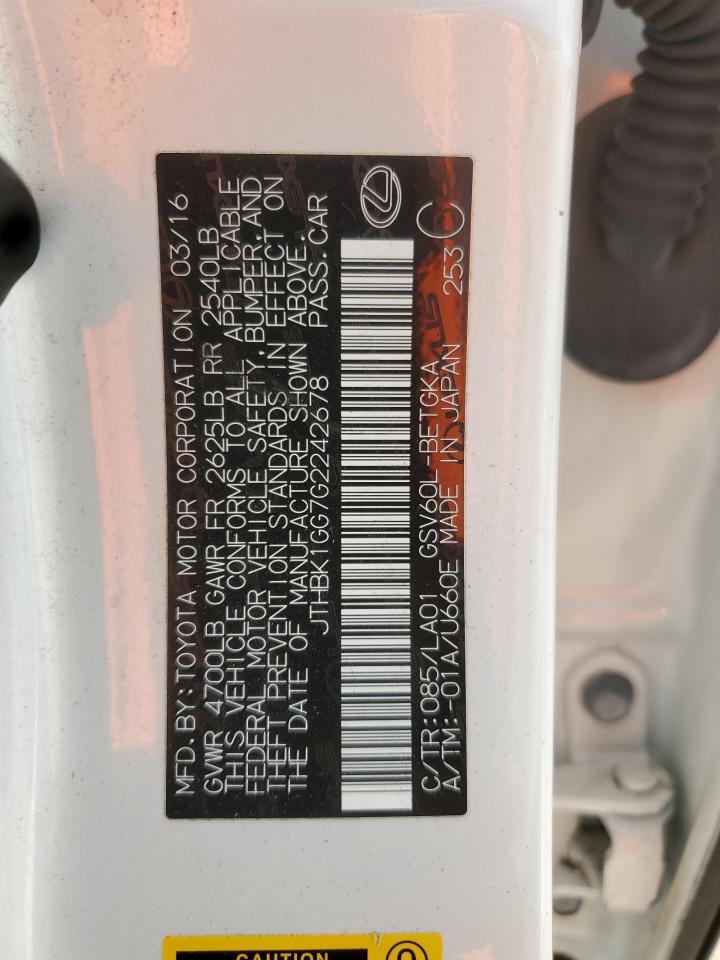 2016 Lexus Es 350 VIN: JTHBK1GG7G2242678 Lot: 69951205