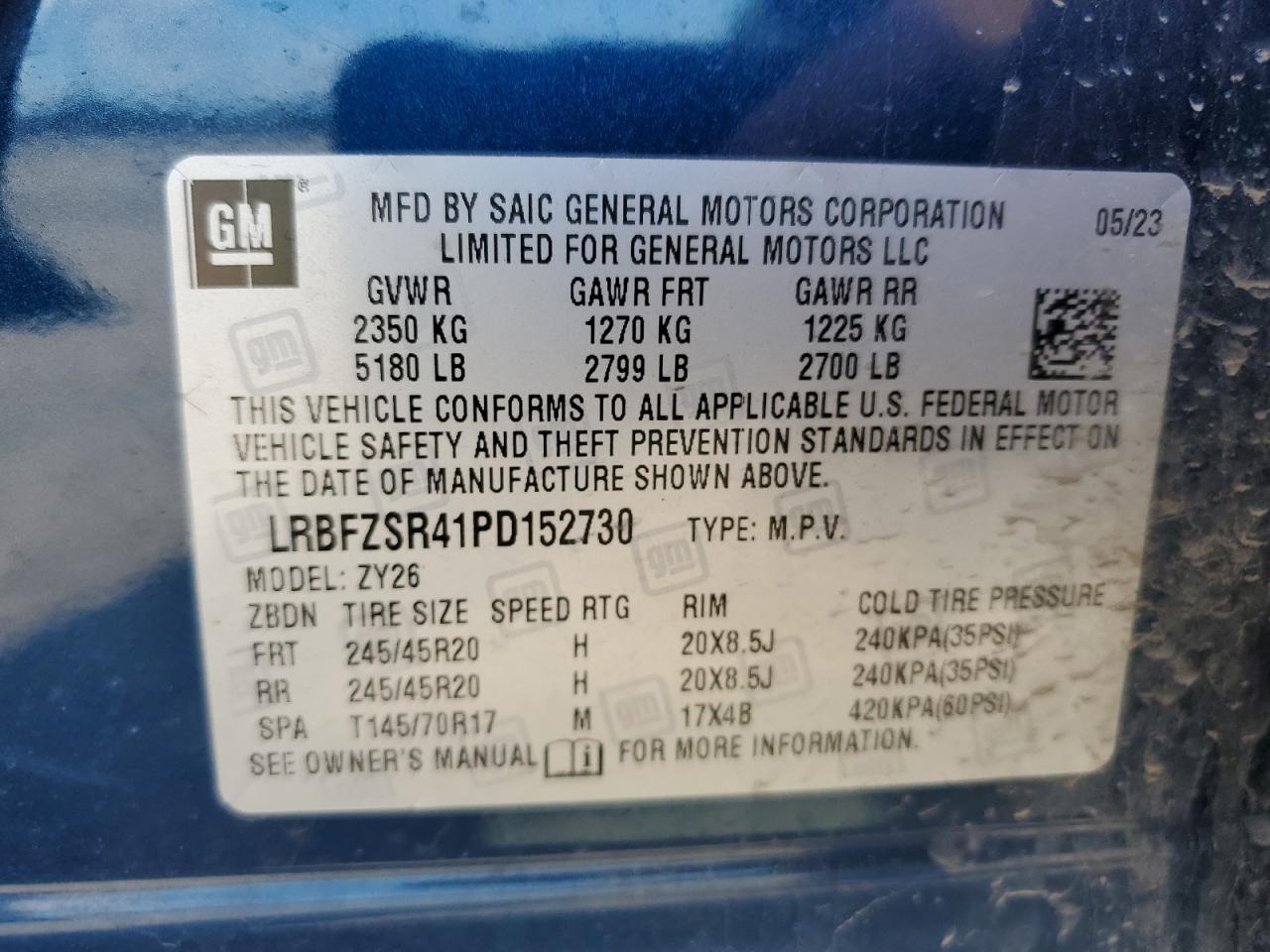 2023 Buick Envision Avenir VIN: LRBFZSR41PD152730 Lot: 70349065