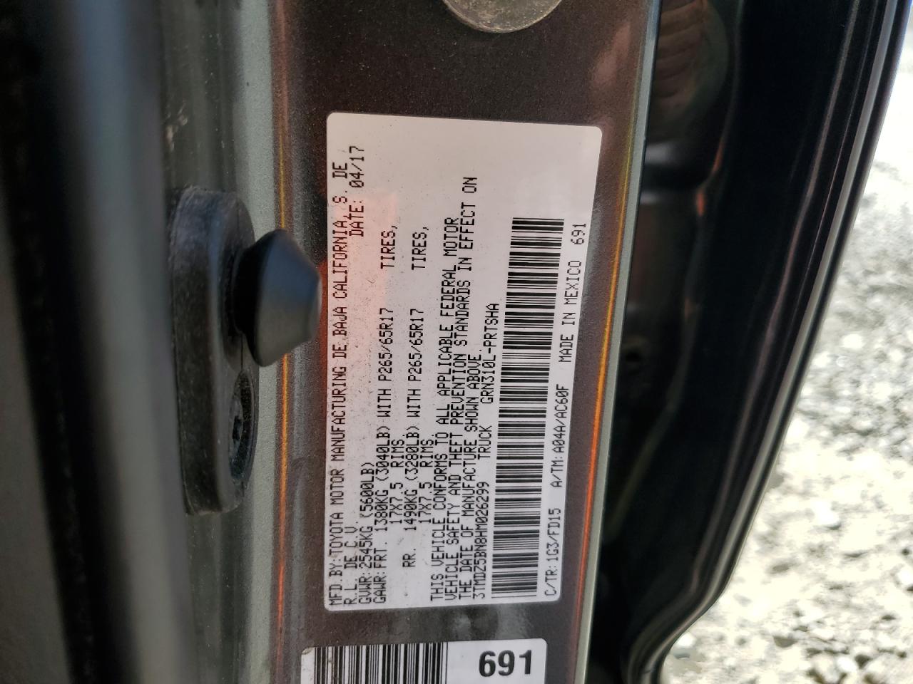 2017 Toyota Tacoma Double Cab VIN: 3TMDZ5BN8HM026299 Lot: 68525215