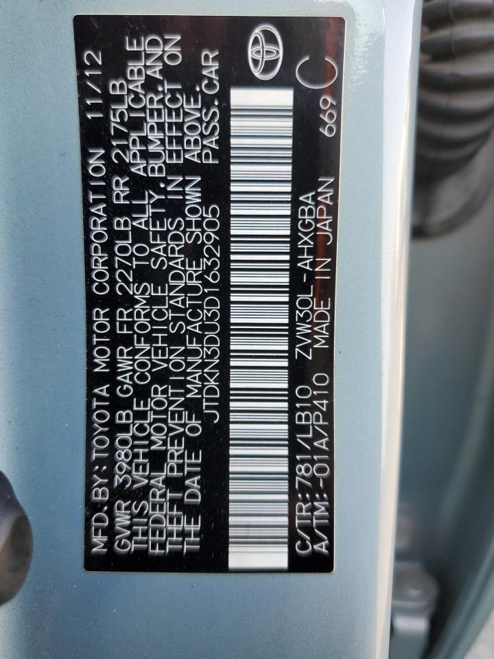 2013 Toyota Prius VIN: JTDKN3DU3D1632905 Lot: 86490845