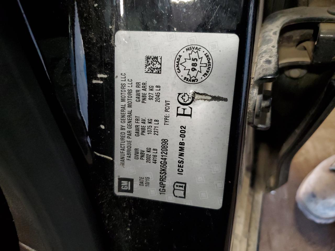 2016 Buick Verano Convenience VIN: 1G4PR5SK6G4120898 Lot: 69431705