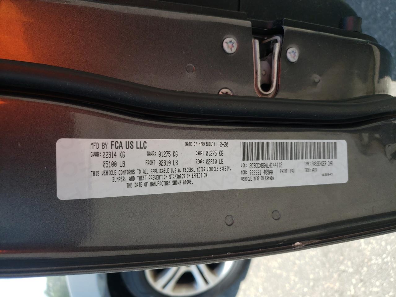 2020 Dodge Charger Sxt VIN: 2C3CDXBG4LH144112 Lot: 70680945