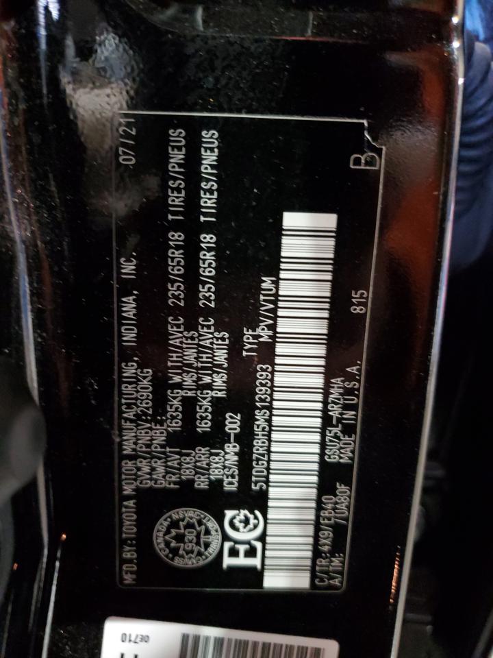 2021 Toyota Highlander Xle VIN: 5TDGZRBH5MS139393 Lot: 68534795