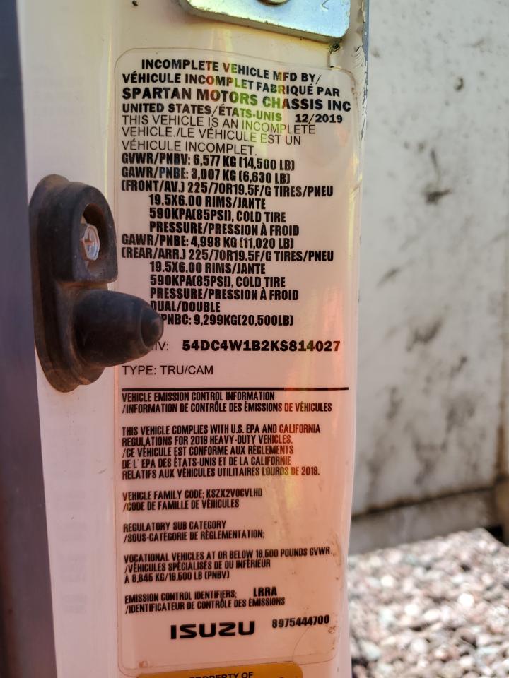 2019 Isuzu Npr Hd VIN: 54DC4W1B2KS814027 Lot: 66036065