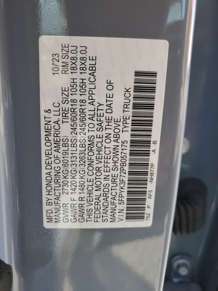 2023 Honda Ridgeline Rtl-E VIN: 5FPYK3F72PB057175 Lot: 70305155