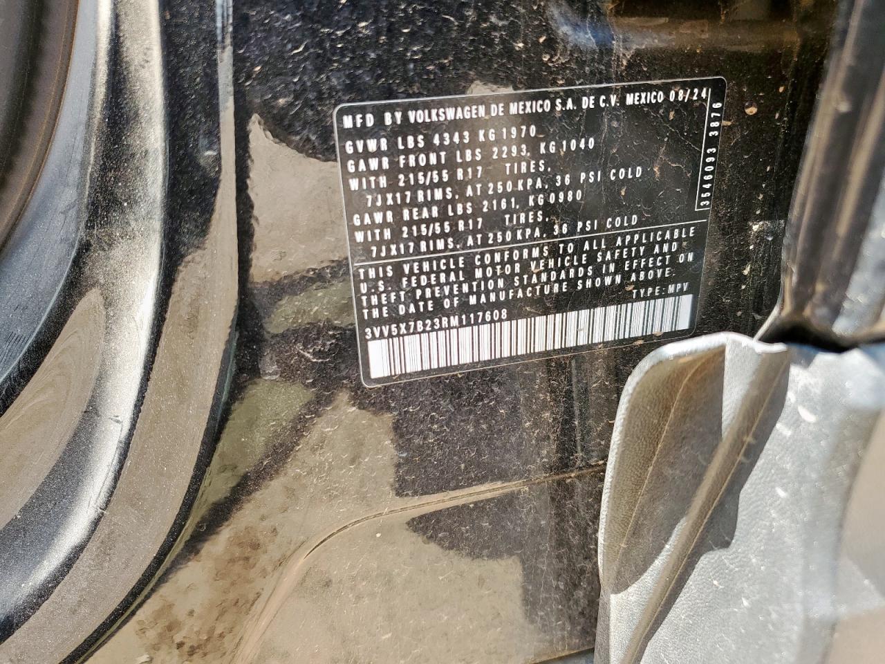 2024 Volkswagen Taos S VIN: 3VV5X7B23RM117608 Lot: 68180865