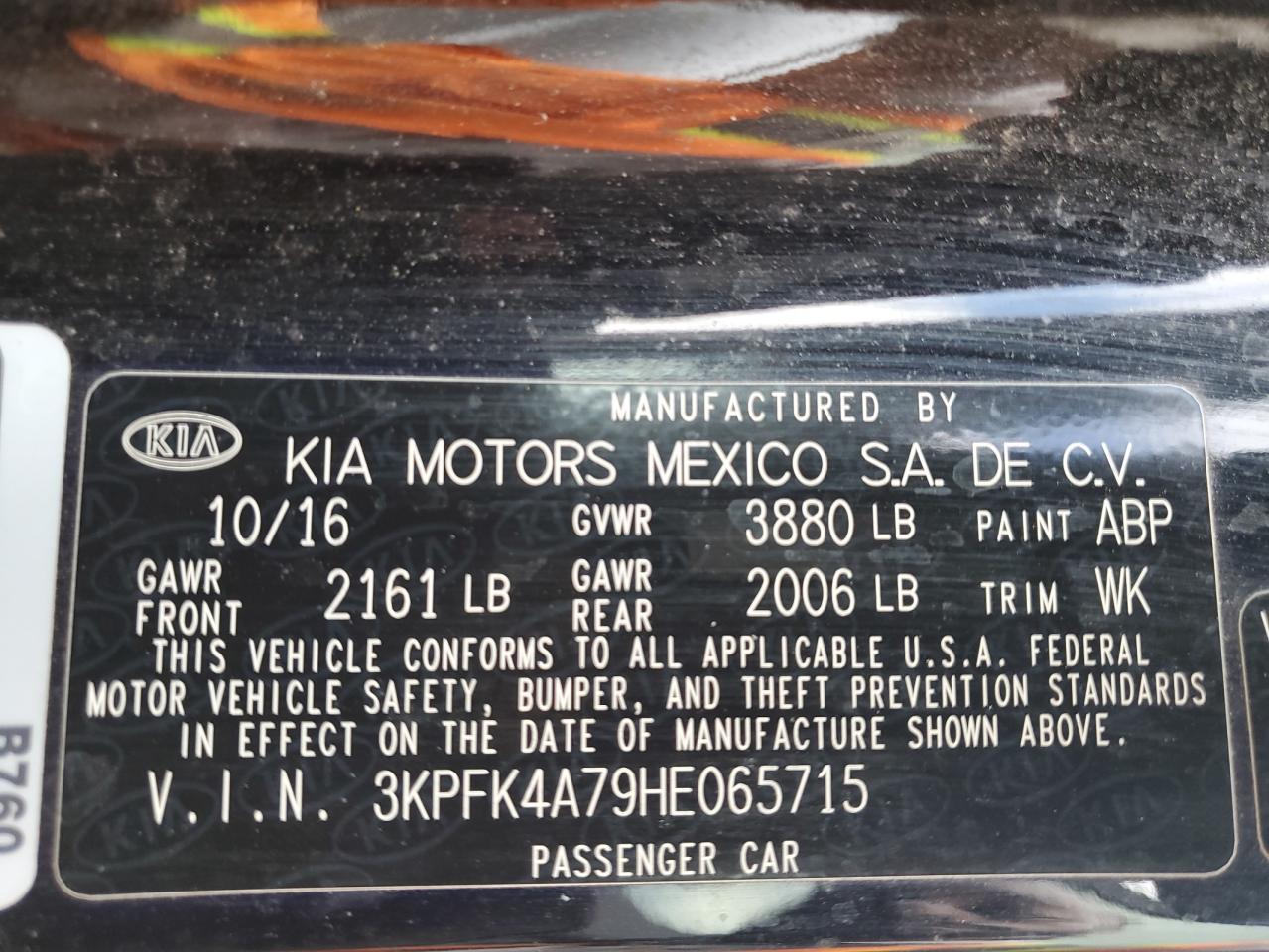 2017 Kia Forte Lx VIN: 3KPFK4A79HE065715 Lot: 70346855