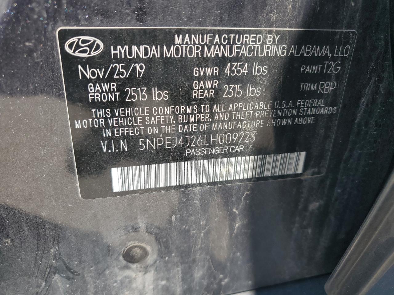 2020 Hyundai Sonata Sel Plus VIN: 5NPEJ4J26LH009223 Lot: 69572005