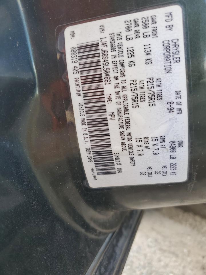 1995 Jeep Cherokee Sport VIN: 1J4FJ68S4SL504661 Lot: 69322965