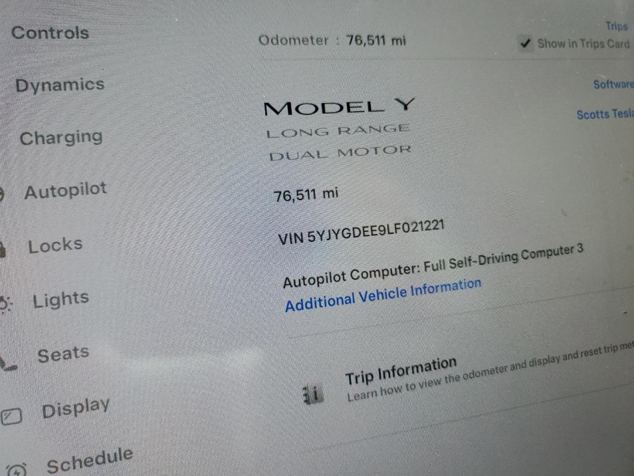 2020 Tesla Model Y VIN: 5YJYGDEE9LF021221 Lot: 68571545