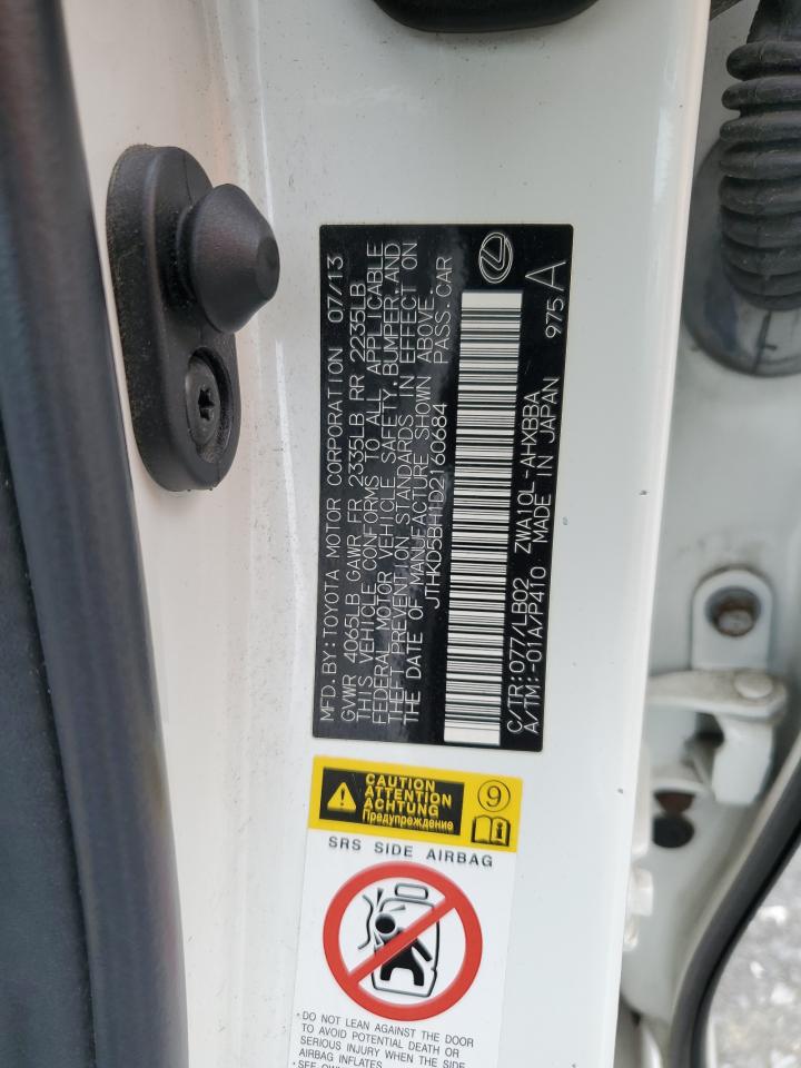 2013 Lexus Ct 200 VIN: JTHKD5BH1D2160684 Lot: 67214385