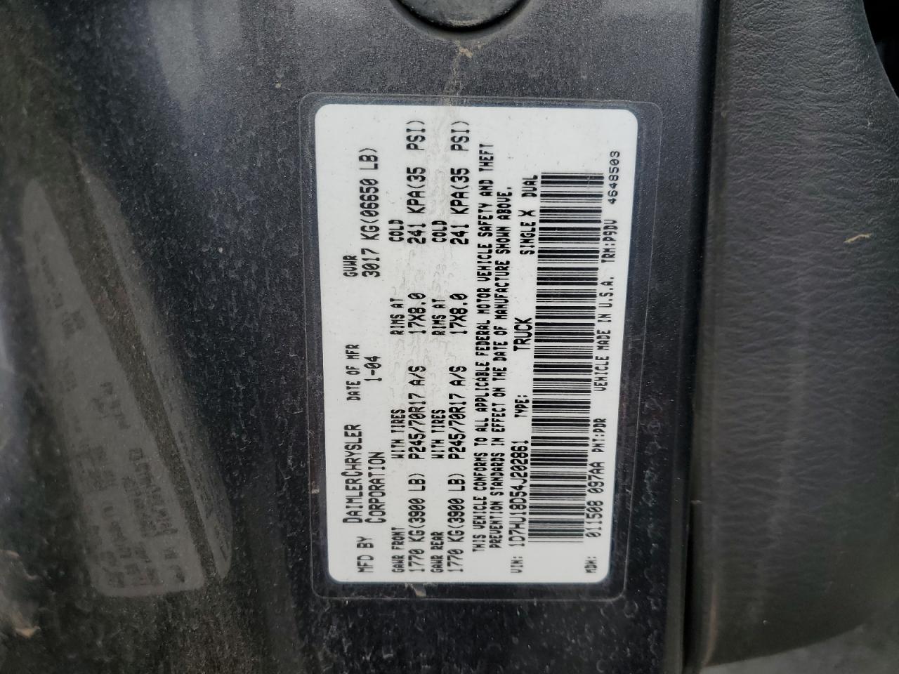 2004 Dodge Ram 1500 St VIN: 1D7HU18D54J202861 Lot: 69565065