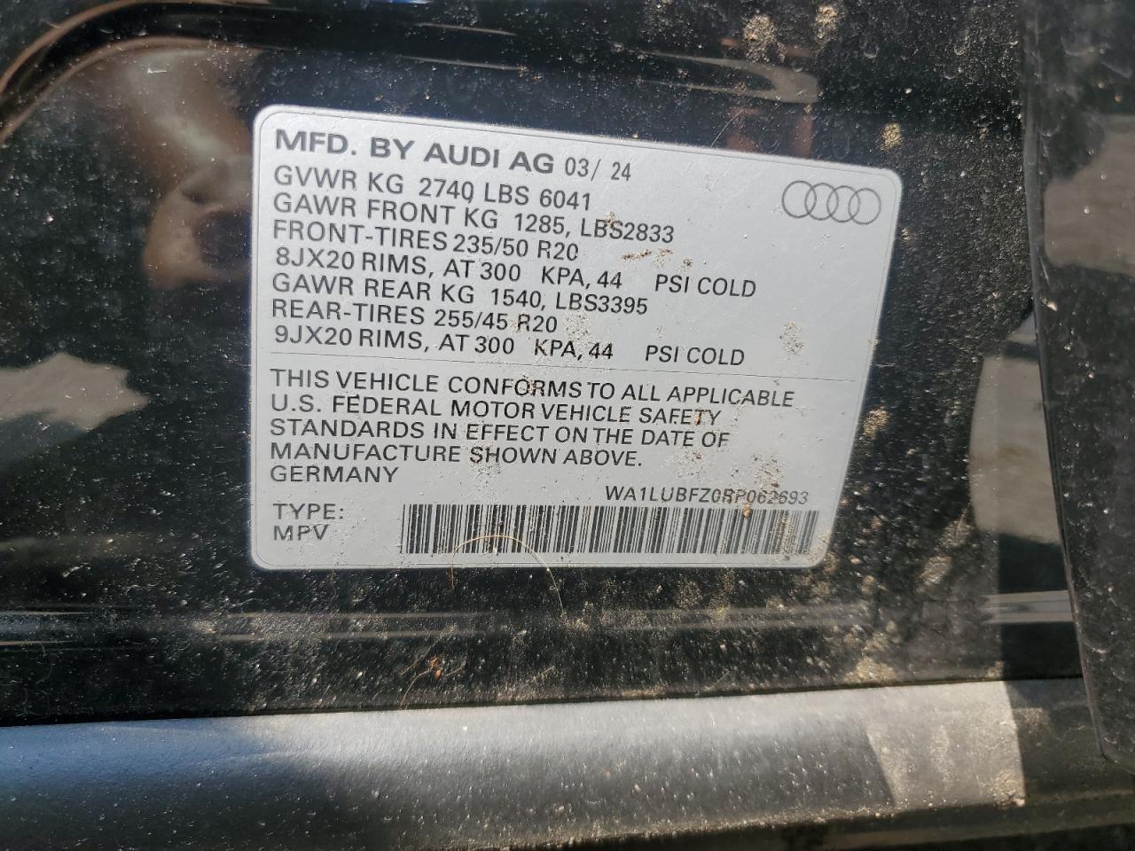 2024 Audi Q4 E-Tron Premium Plus VIN: WA1LUBFZ0RP062693 Lot: 69287045