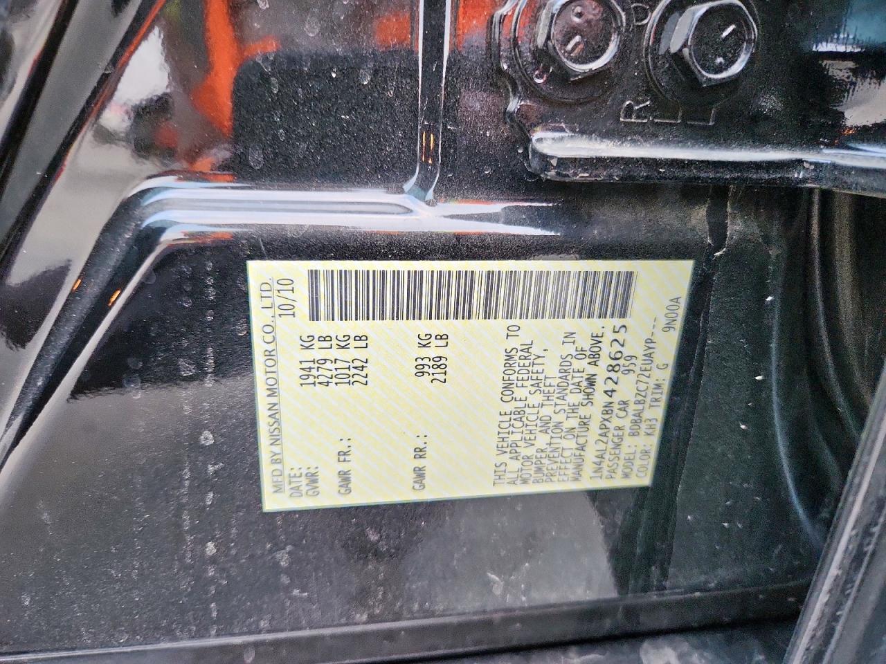 2011 Nissan Altima Base VIN: 1N4AL2APXBN428625 Lot: 70416385