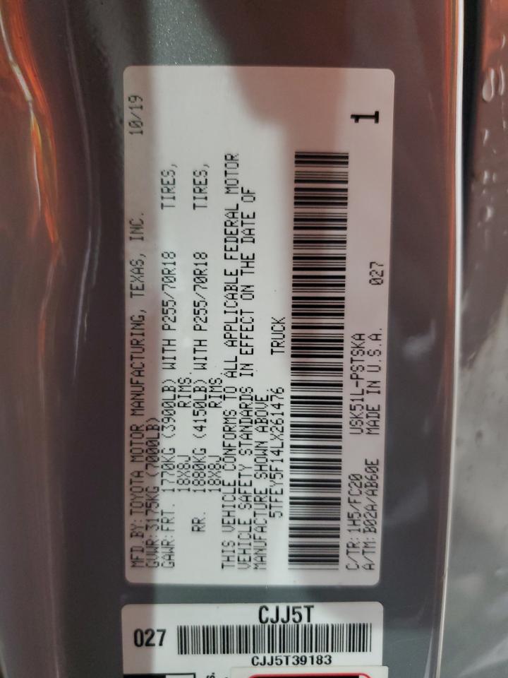 2020 Toyota Tundra Crewmax Sr5 VIN: 5TFEY5F14LX261476 Lot: 70022205