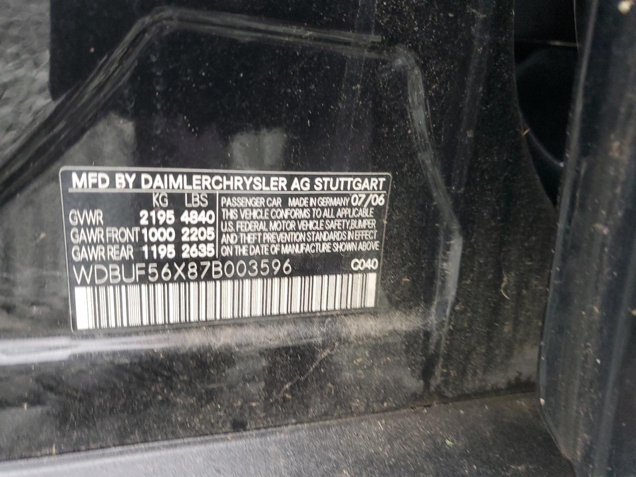 2007 Mercedes-Benz E 350 VIN: WDBUF56X87B003596 Lot: 67404815