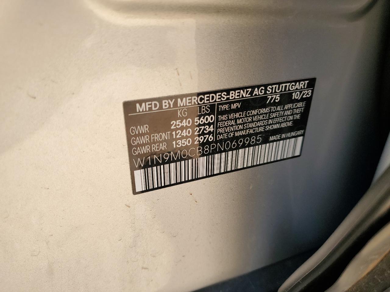 2023 Mercedes-Benz Eqb 250+ VIN: W1N9M0CB8PN069985 Lot: 69378645