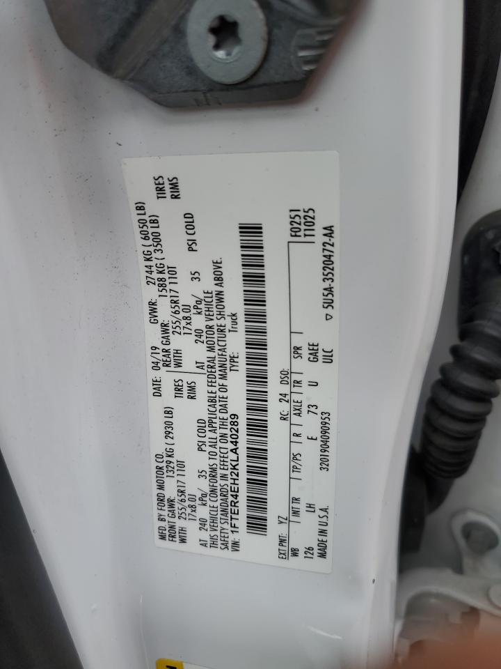 2019 Ford Ranger Xl VIN: 1FTER4EH2KLA40289 Lot: 67574355