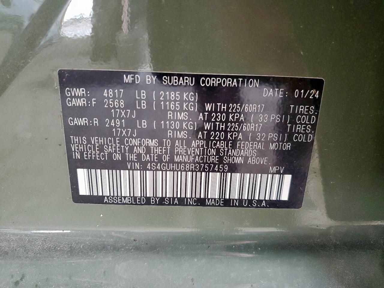 2024 Subaru Crosstrek Wilderness VIN: 4S4GUHU68R3757459 Lot: 67046915