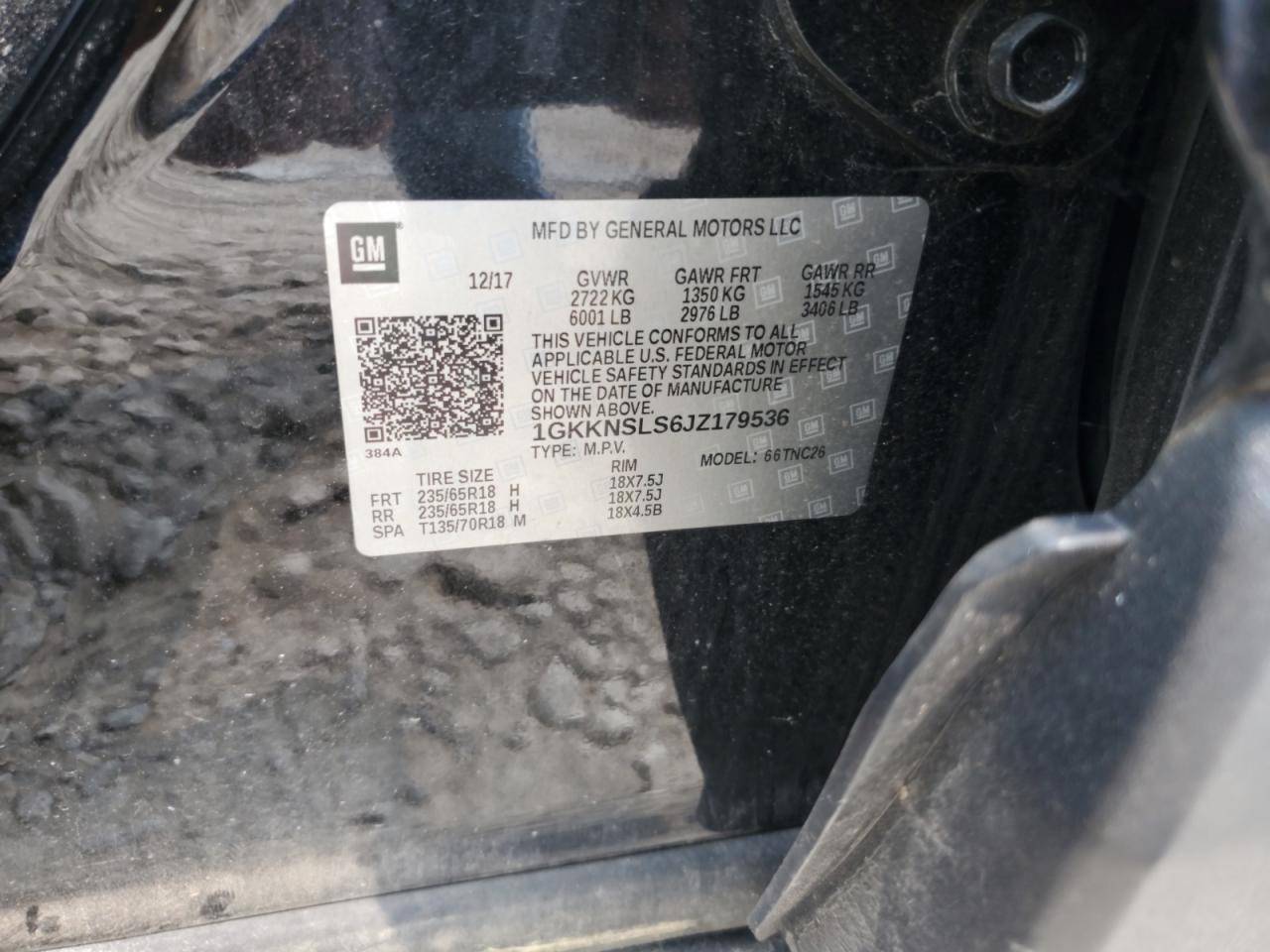 2018 GMC Acadia Sle VIN: 1GKKNSLS6JZ179536 Lot: 67398695