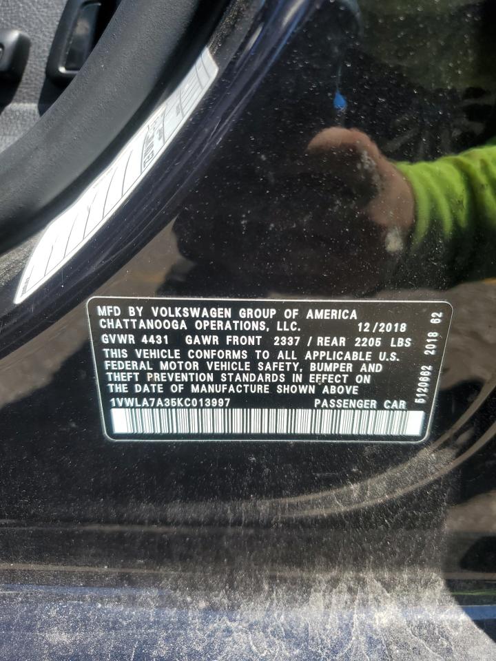 2019 Volkswagen Passat Wolfsburg VIN: 1VWLA7A35KC013997 Lot: 69381715