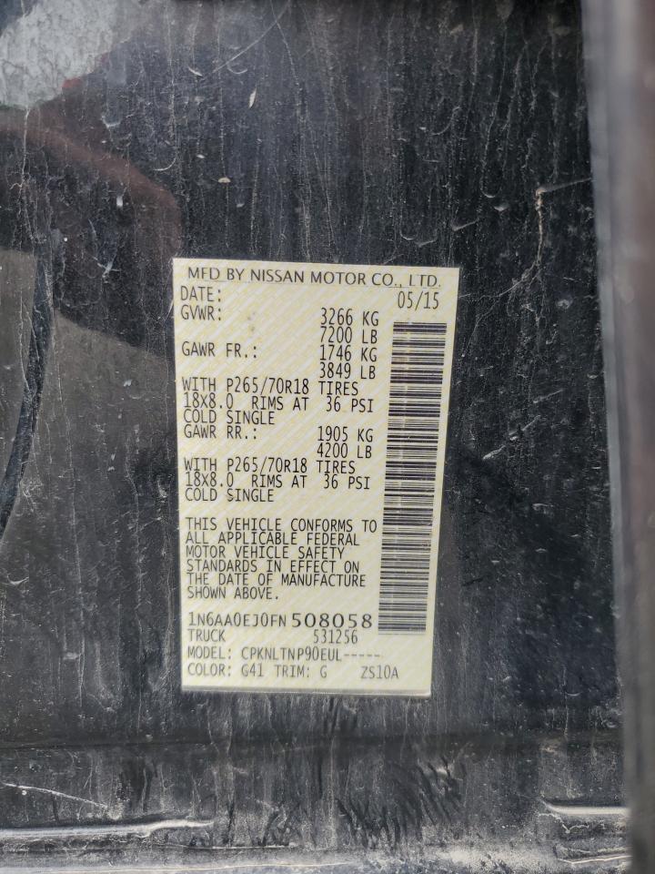 2015 Nissan Titan S VIN: 1N6AA0EJ0FN508058 Lot: 69332125