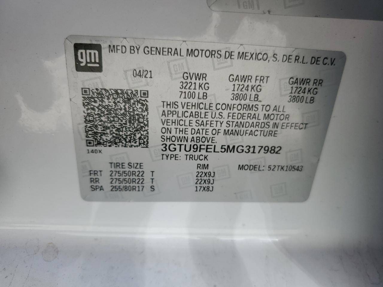 3GTU9FEL5MG317982 2021 GMC Sierra K1500 Denali