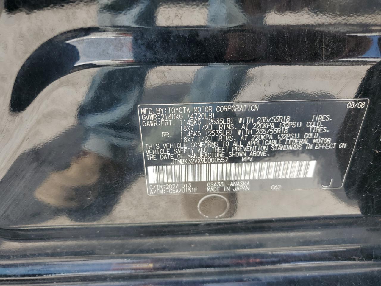 2009 Toyota Rav4 Sport VIN: JTMBK32VX9D000557 Lot: 69692175