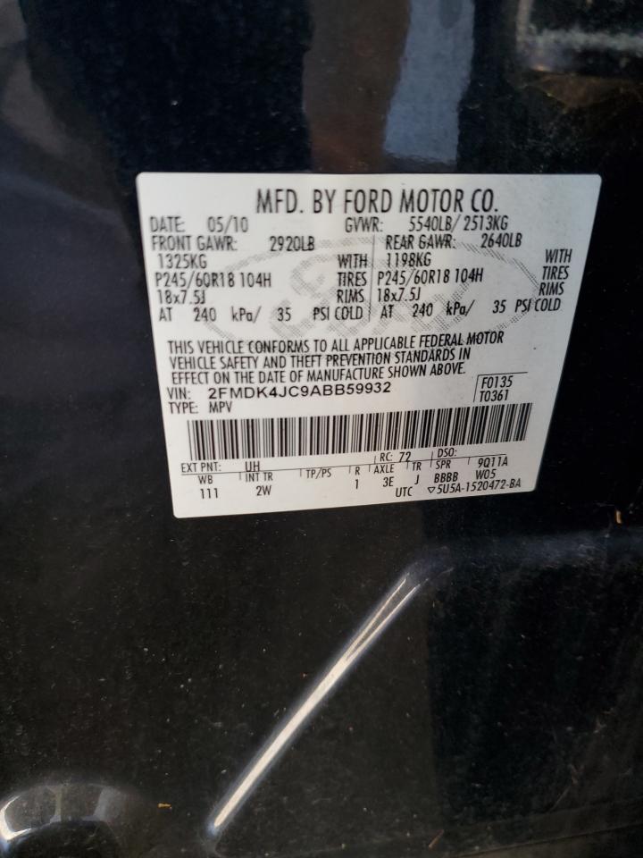 2010 Ford Edge Sel VIN: 2FMDK4JC9ABB59932 Lot: 69877175