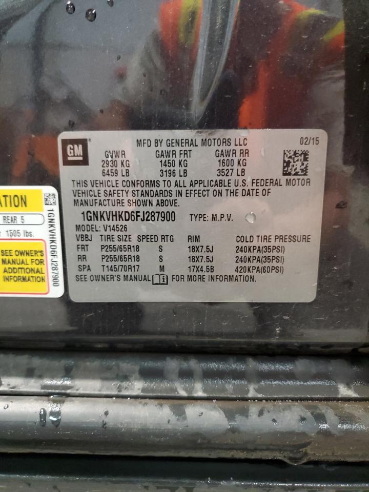 2015 Chevrolet Traverse Lt VIN: 1GNKVHKD6FJ287900 Lot: 68279995