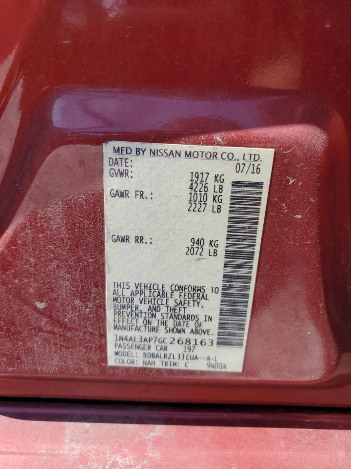 2016 Nissan Altima 2.5 VIN: 1N4AL3AP7GC268163 Lot: 70045875