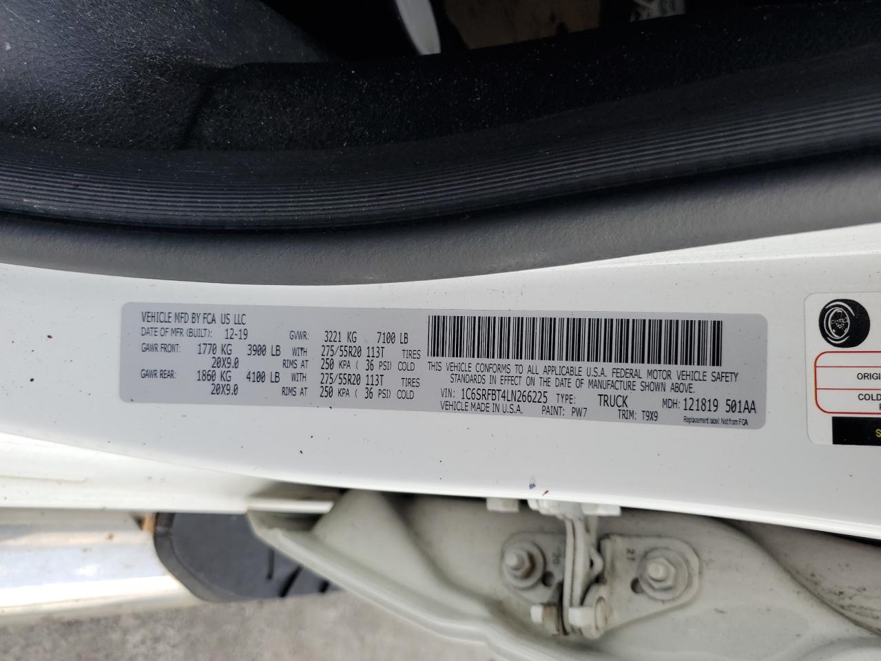 2020 Ram 1500 Big Horn/Lone Star VIN: 1C6SRFBT4LN266225 Lot: 68786045