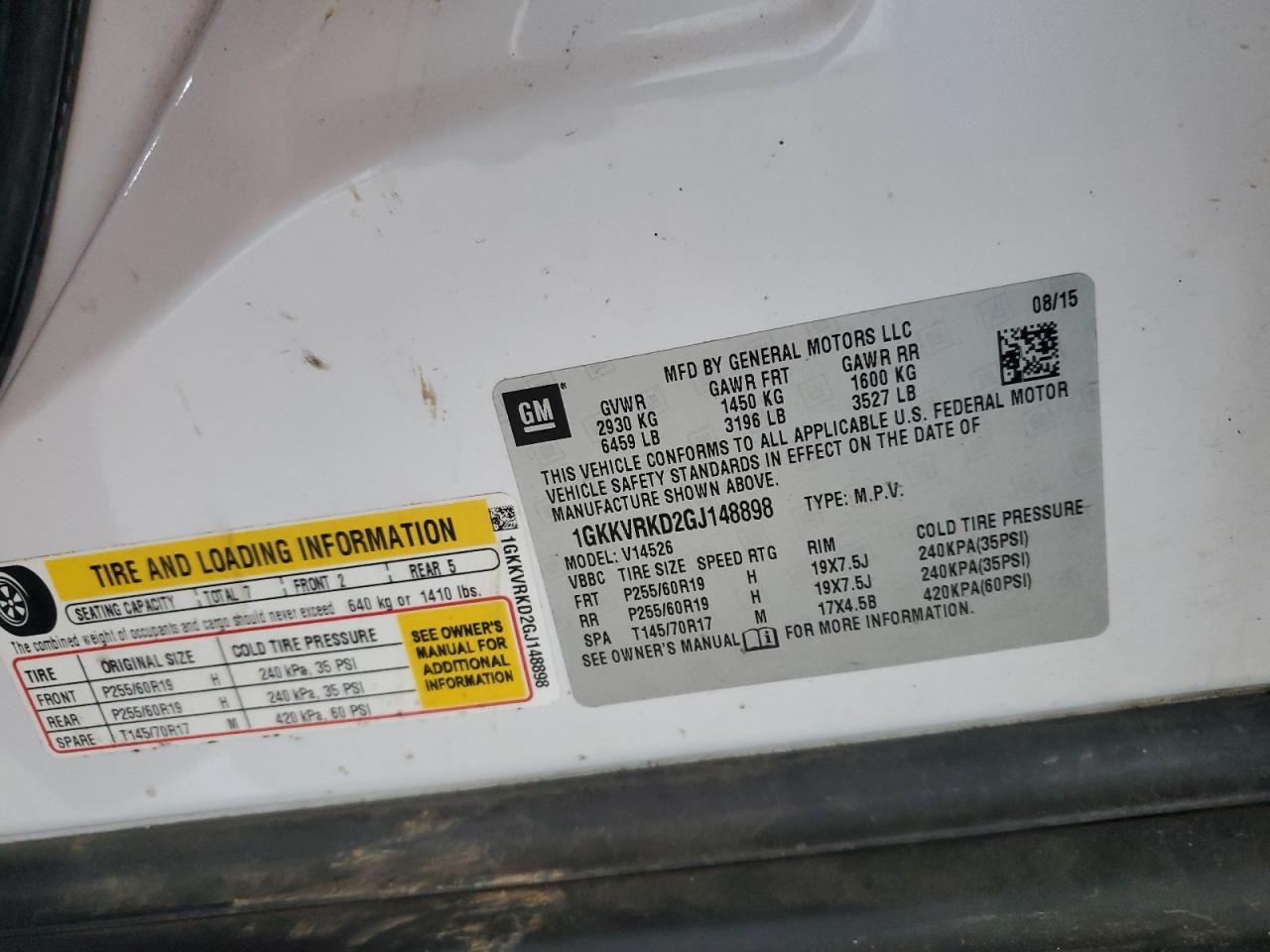 2016 GMC Acadia Slt-1 VIN: 1GKKVRKD2GJ148898 Lot: 67203645