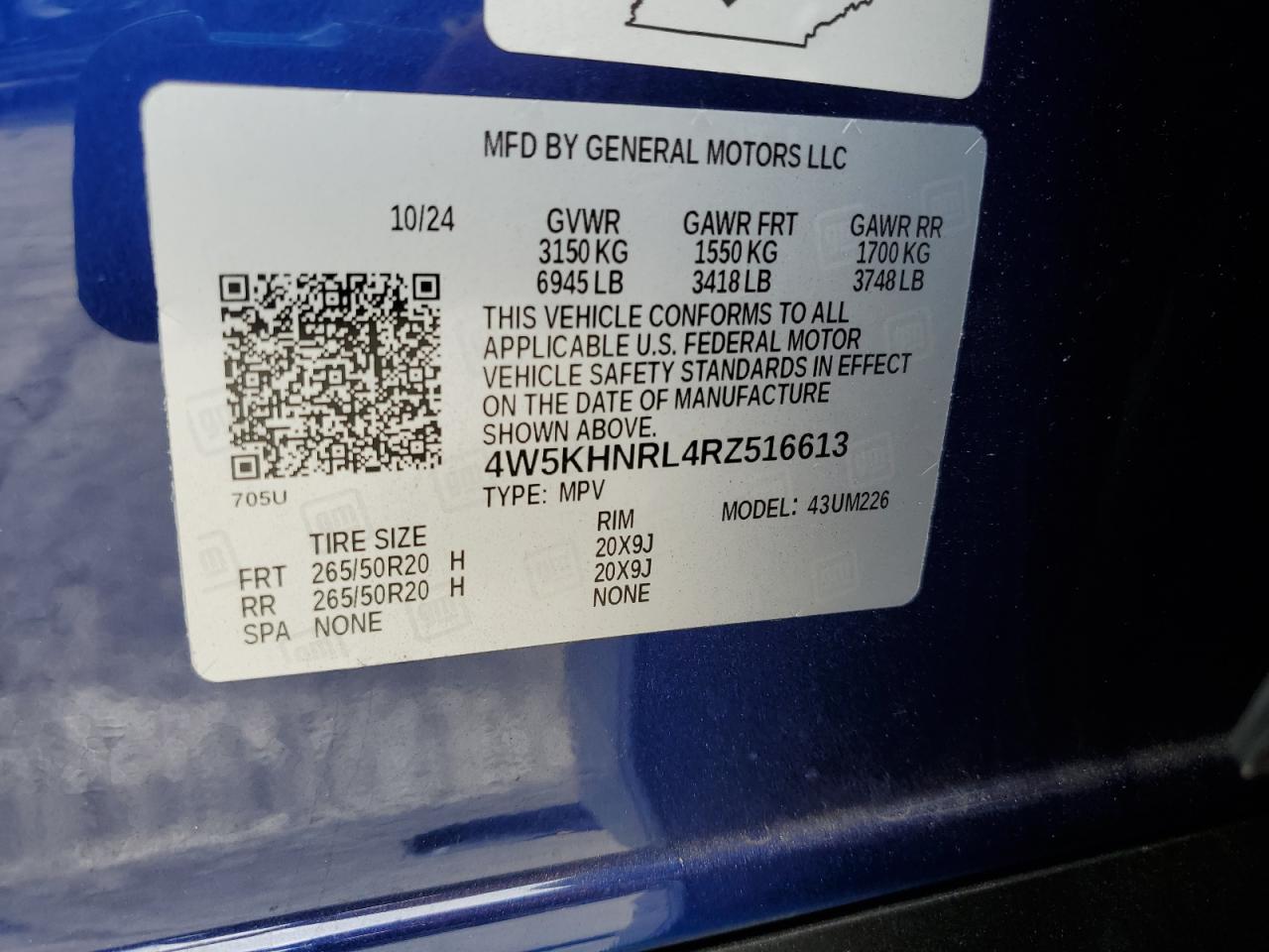 2024 Acura Zdx A-Spec VIN: 4W5KHNRL4RZ516613 Lot: 69236405