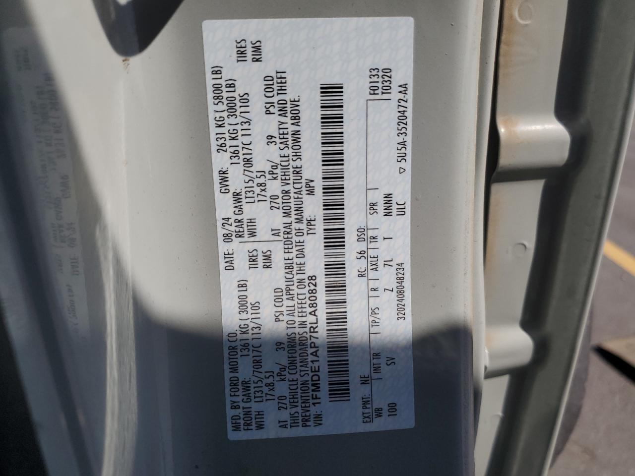 2024 Ford Bronco Black Diamond VIN: 1FMDE1AP7RLA80828 Lot: 67406455