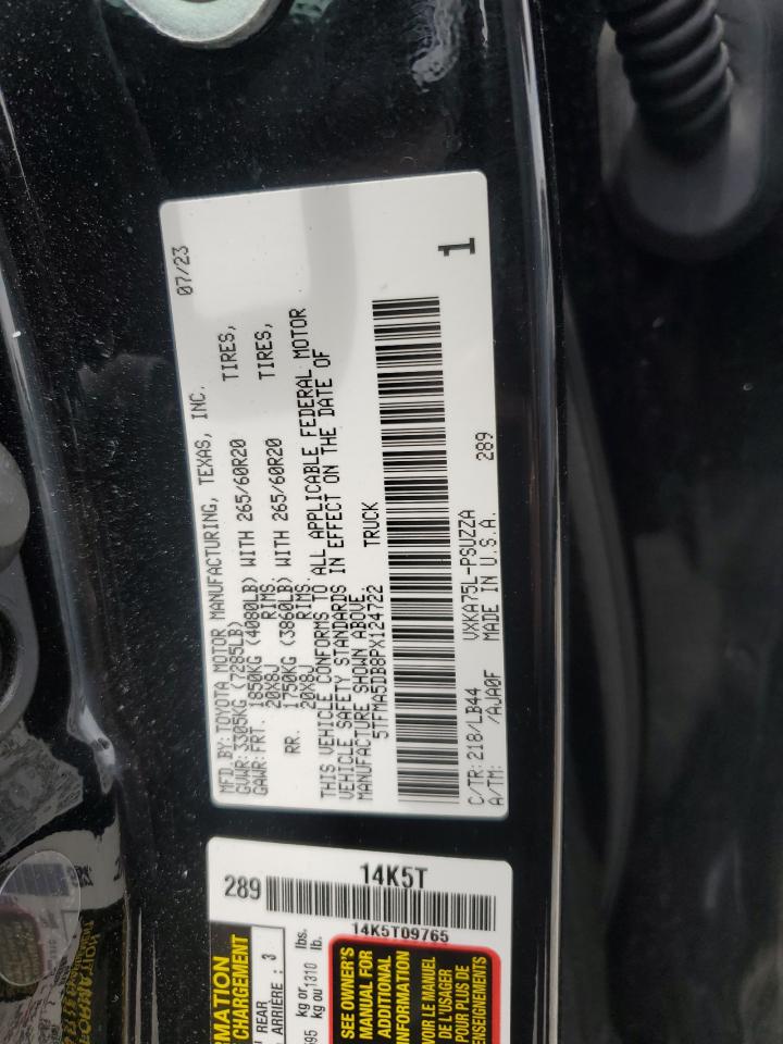 2023 Toyota Tundra Crewmax Platinum VIN: 5TFMA5DB8PX124722 Lot: 67376825