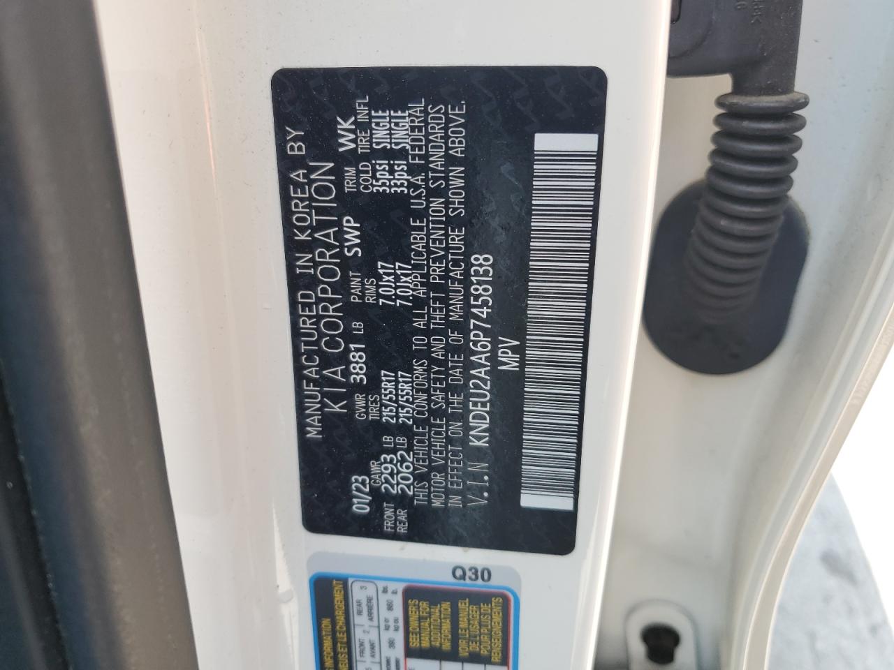 2023 Kia Seltos S VIN: KNDEU2AA6P7458138 Lot: 68769555