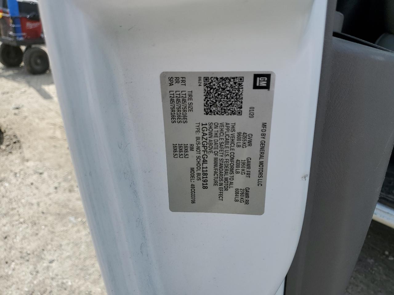 2020 Chevrolet Express G3500 Lt VIN: 1GAZGPFG4L1181918 Lot: 68324265