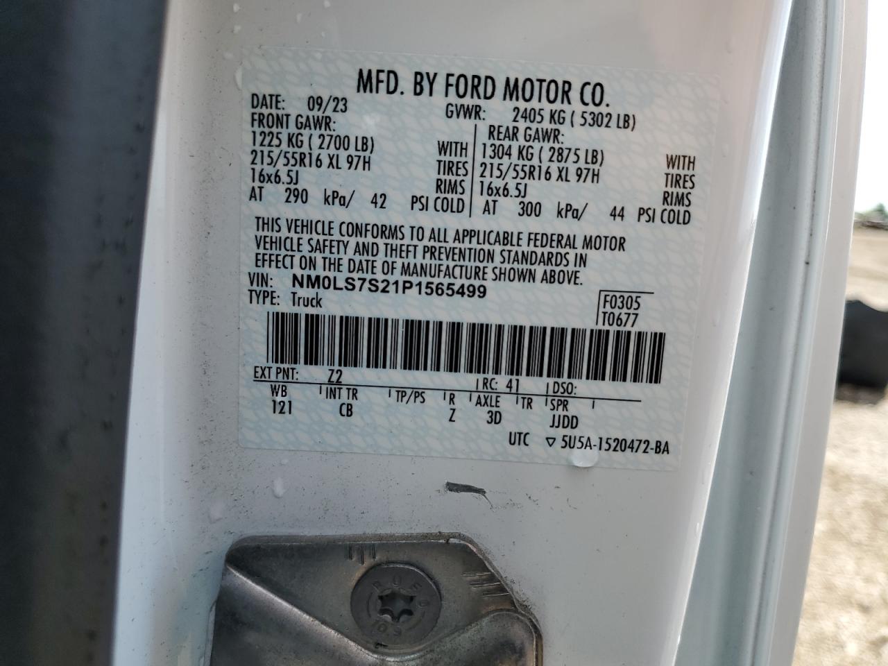 2023 Ford Transit Connect Xl VIN: NM0LS7S21P1565499 Lot: 70560625