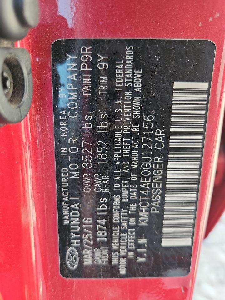 2016 Hyundai Accent Se VIN: KMHCT4AE0GU127156 Lot: 71215375